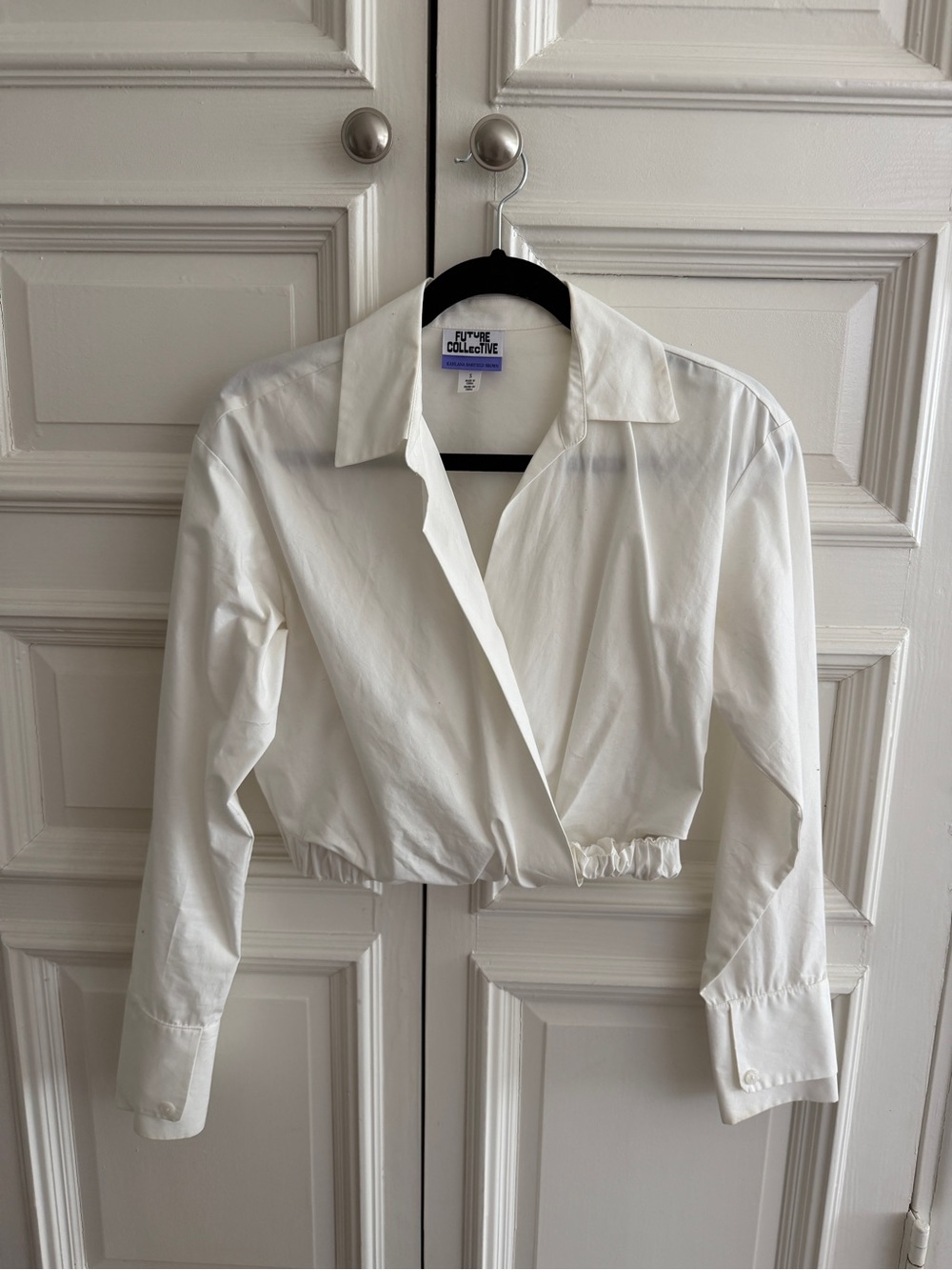 The Future Collective White Cropped Wrap Shirt